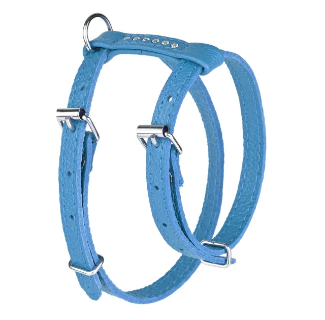 Шлея для собак, из мягкой кожи, со стразами, 1.2 см/23-30 см/27-34 см