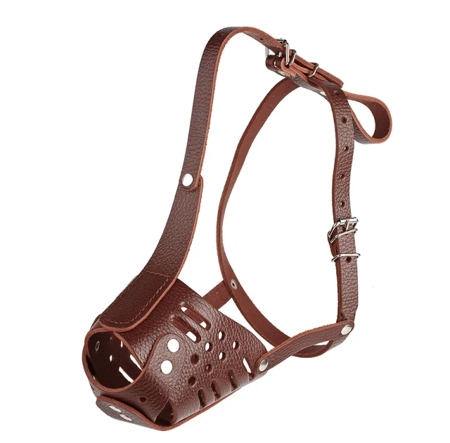 Намордник Kareline для питбуля, из ременной кожи, закрытый, M