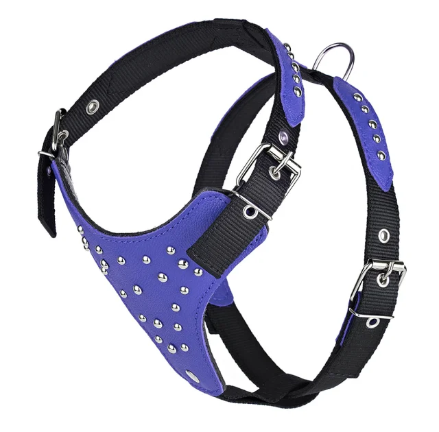 Шлея Kareline для собак, из нейлона и мягкой кожи, с украшением "шип", 2.5 см/52-60 см/58-68 см