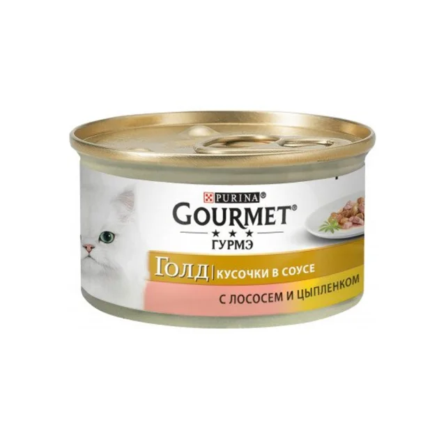 Вологий корм Purina Gourmet Gold для котів, з лососем і куркою, 85 г