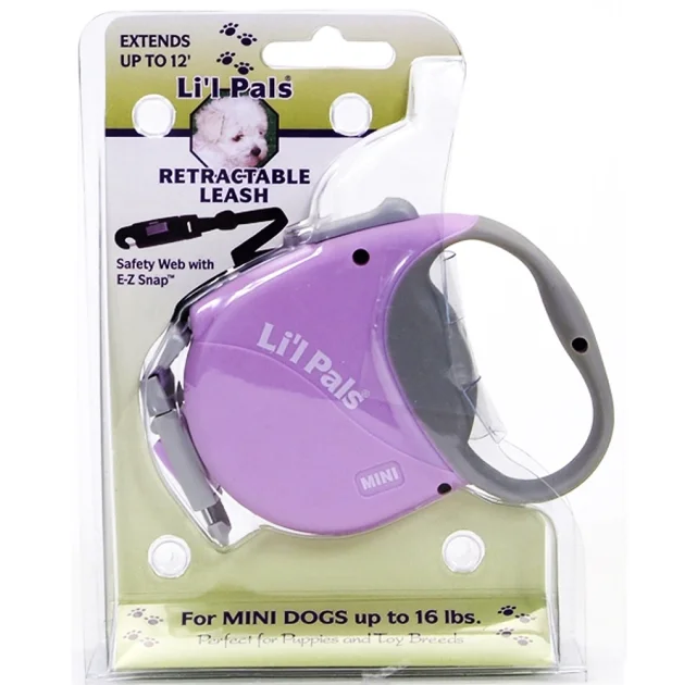 Рулетка-поводок Power Walker Lit'l Pals Mini для собак вагою до 7 кг, 3.6 м, лілова