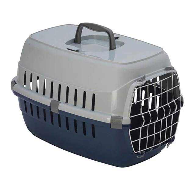 Переноска Moderna для собак и кошек, с металлической дверью, пластик, черничная, 48.5×32.3×30 см