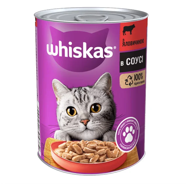 Консерва Whiskas для котів, з яловичиною, 400 г