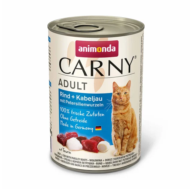 Консерви Animonda Carny для котів, з яловичиною, тріскою і корнем петрушки, 400 г