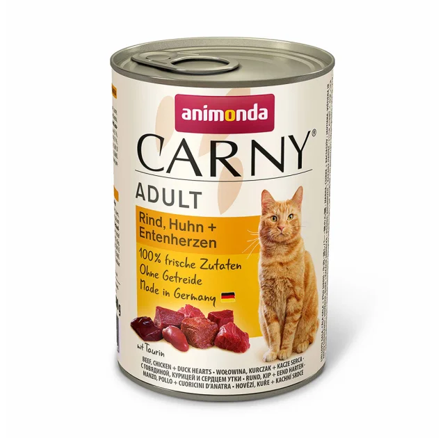 Консерви Animonda Carny для котів, з яловичиною, куркою і качиними серцями 400 г