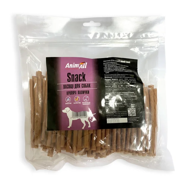 Ласощі AnimAll Snack кролячі палички, для собак, 500 г