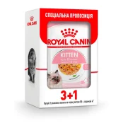 Вологий корм Royal Canin Kitten для кошенят від 4 до 12 місяців, шматочки в желе, 85 г, акція 3+1