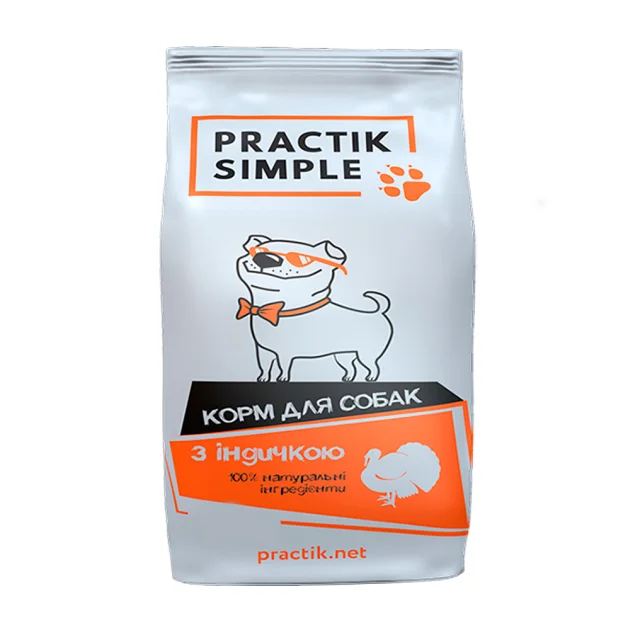 Сухий корм Practik Simple для дорослих собак, з індичкою, 1 кг