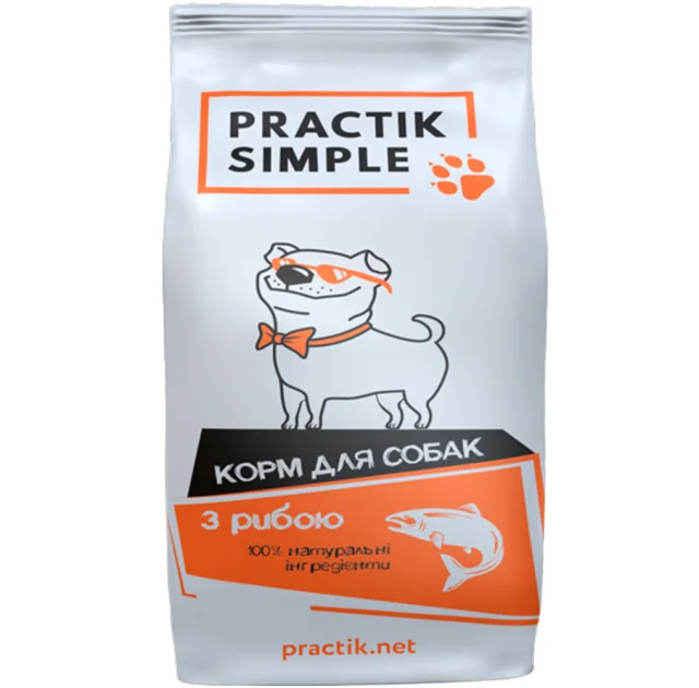 Сухий корм Practik Simple для дорослих собак, з рибою, 5 кг