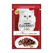 Вологий корм Purina Gourmet Mon Petit для дорослих котів, з яловичиною, шматочки в соусі, 50 г