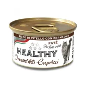 Консерви Healthy Irresistibili Capricci для вибагливих котів, паштет з телятиною та сиром, 85 г