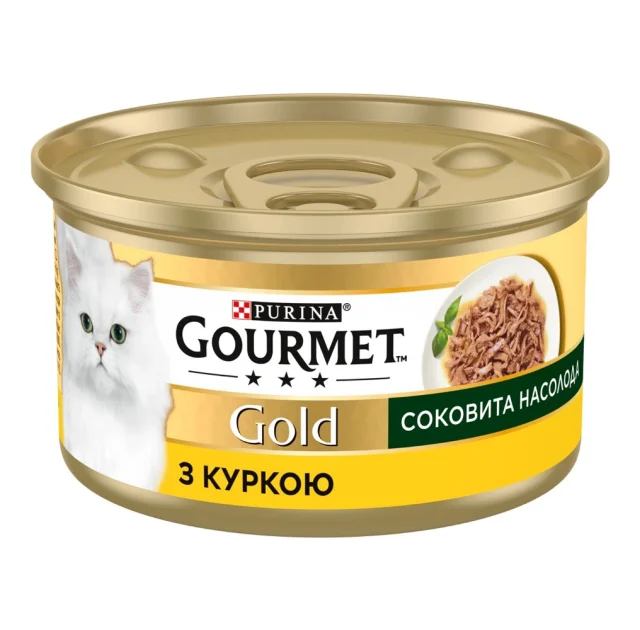 Вологий корм Purina Gourmet Gold "Соковита насолода" для дорослих котів, шматочки з куркою, 85 г