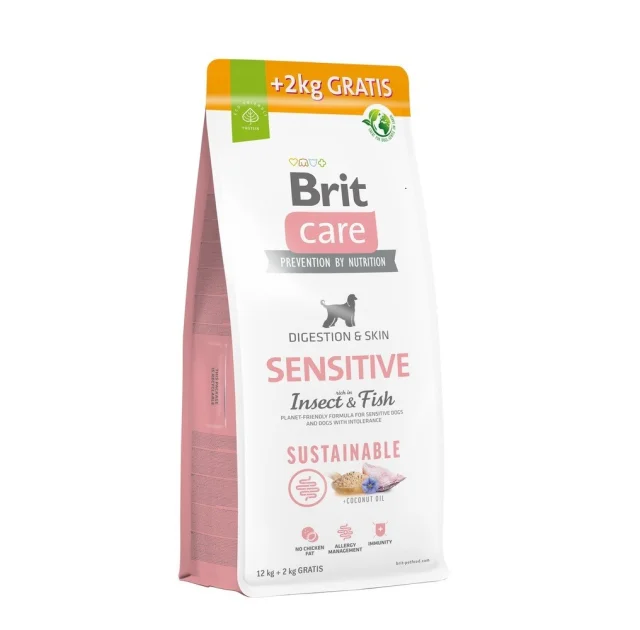 Сухий корм Brit Care Dog Sustainable Sensitive для собак з чутливою шкірою, комахи і риба, 12+2 кг