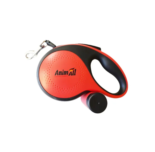 Повідець-рулетка AnimAll з диспенсером, для собак вагою до 50 кг, 5 м, червона