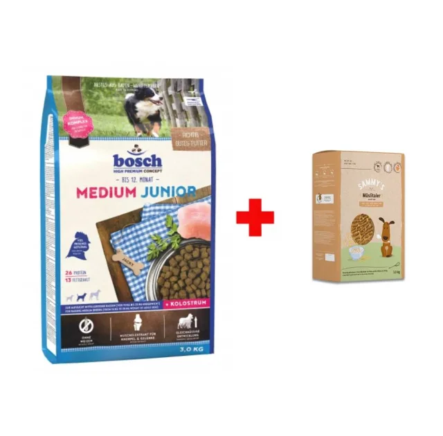 Сухий корм Bosch HPC Medium Junior, для цуценят, 3 кг, акція + 1 кг ласощів Sammy`s