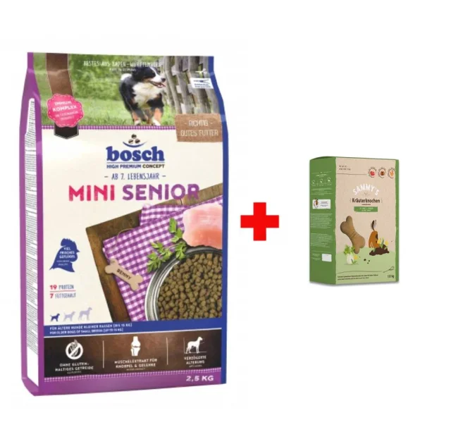 Сухий корм Bosch HPC Mini Senior, для собак, 2.5 кг, акція + 800 г ласощів Sammy`s