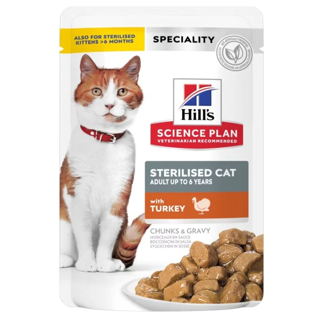 Вологий корм Hill's Young Adult Sterilised Cat, для стерилізованих котів, з індичкою, 85 г