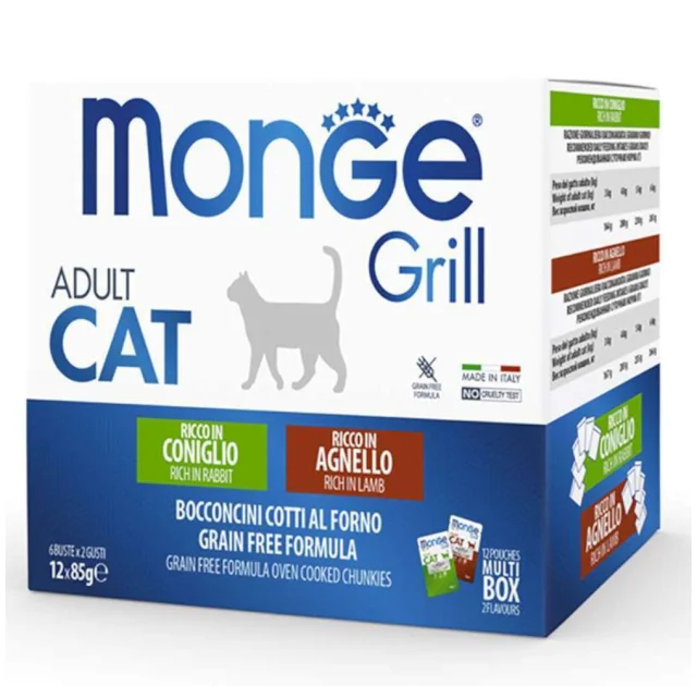 Вологий корм Monge Cat GRILL Wet MIX для котів,кролик/ягня, 1 кг
