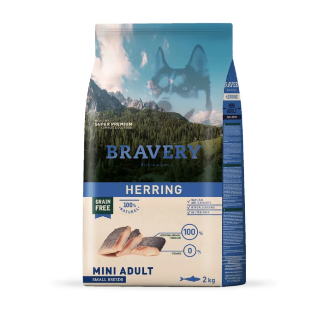 Сухий корм Bravery Herring Mini Adult, для собак дрібних порід, з оселедцем, 2 кг