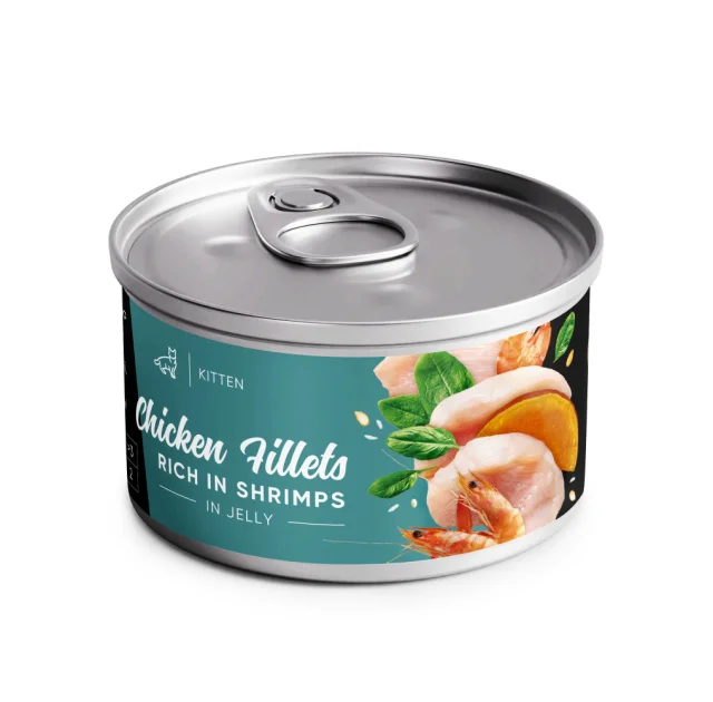 Вологий корм Savory Chicken Fillets rich in Shrimp in Jelly for Kittens для кошенят, філе курки з креветками в желе, 70 г