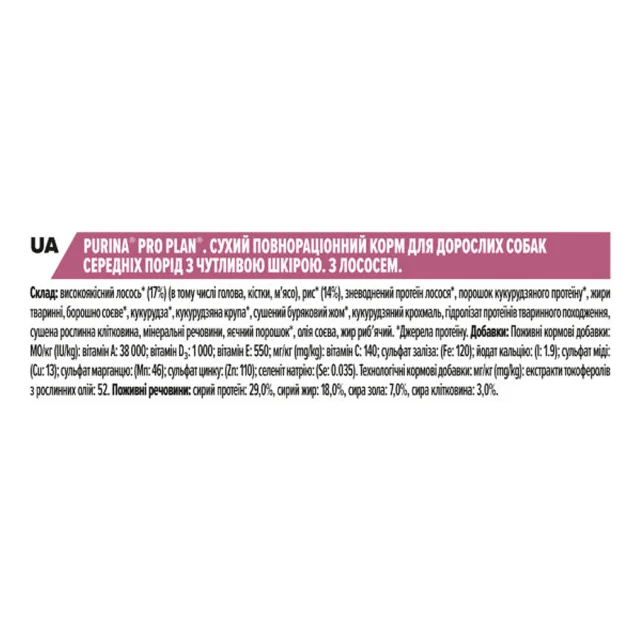 Сухой корм Purina Pro Plan Dog Adult OptiDerma для собак средних пород, с лососем и рисом, 14 кг