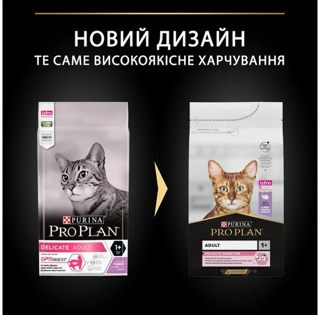 Сухий корм Purina Pro Plan Cat Delicate Turkey для котів з чутливим травленням, з індичкою, 1.5 кг