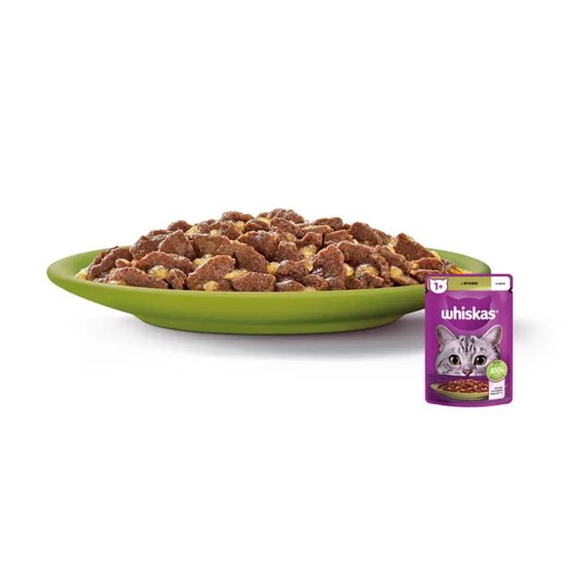 Вологий корм Whiskas для котів, з ягням в желе, 85 г