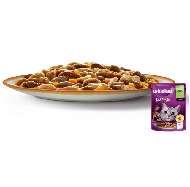 Вологий корм Whiskas Tasty Mix для котів, ягням з куркою та морквою, 85 г