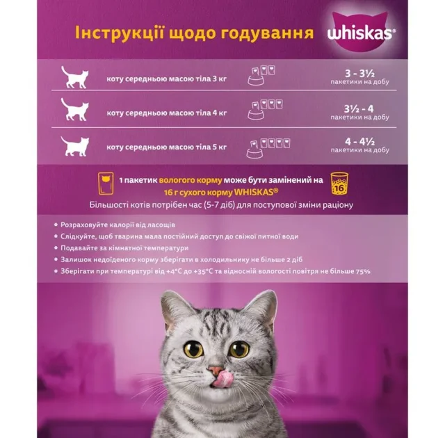Вологий корм Whiskas Pure Delight для котів, яловичина в желе, 85 г