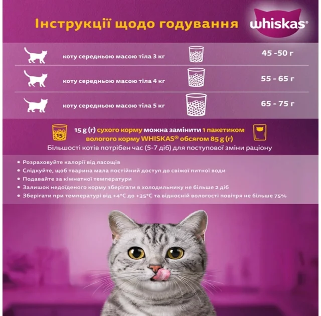 Сухий корм Whiskas для котів, з куркою, 800 г