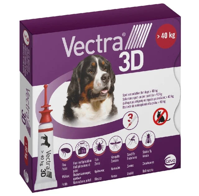 Краплі Ceva Vectra 3D від бліх і кліщів для собак вагою від 40 до 65 кг, 8.0 мл, ціна за 1 піпетку
