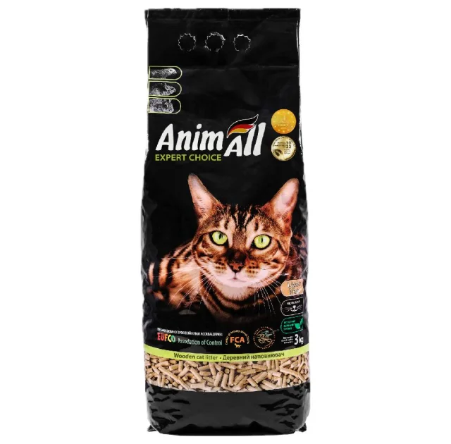 Древесный наполнитель AnimAll для котов, 3 кг