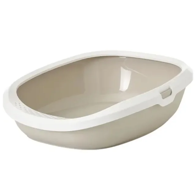 Туалет Savic Gizmo Large для кошек, с бортиком, белый мокко, 52 х 39,5 х 15 см