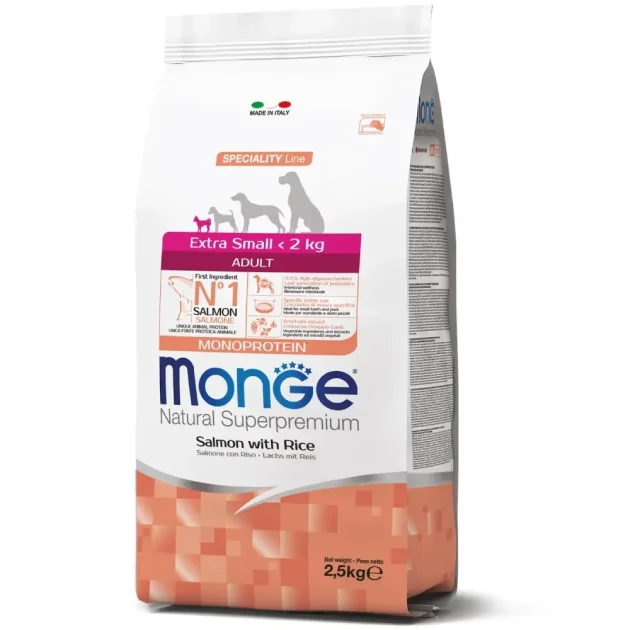 Сухий корм MONGE DOG Extrasmall Adult лосось з рисом, 2.5 кг
