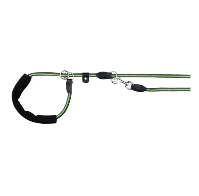 Повідець-зашморг Trixie Fusion для собак, розмiр M-XL, чорно-зелена, 13 мм, 1.9 м