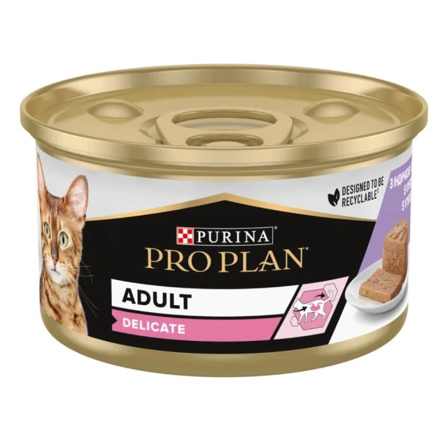 Вологий корм Purina Pro Plan Delicate для котів з чутливим травленням, з індичкою, 85 г