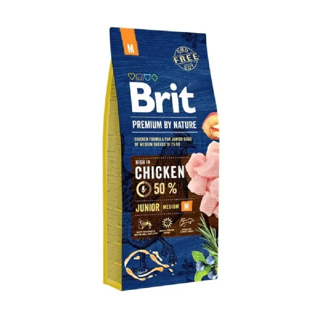 Сухий корм Brit Premium Dog Junior, для цуценят середніх порід, 15 кг