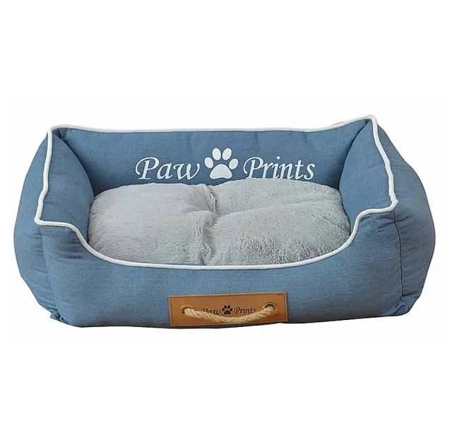 Лежак Animall Nena для собак і котів, з ручкою-мотузкою, розмір S, 44×34×15 см, блакитний