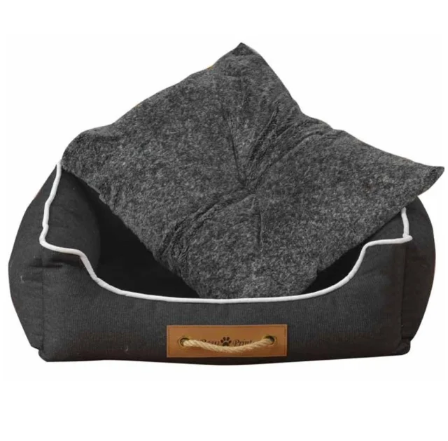 Лежак Animall Nena для собак і котів, з ручкою-мотузкою, розмір L, 62×50×17 см, графіт