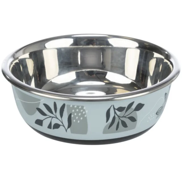 Миска Trixie Stainless Steel Bowl для собак, нержавіюча сталь, гумова кромка, 800 мл, 17 см, синьо-сірий