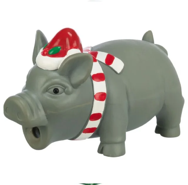 Игрушка Trixie Pig для собак, рождественский поросенок, латекс, 16 см