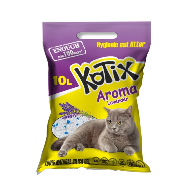 Силікагелевий наповнювач Kotix Lavender для котячого туалету, з ароматом лаванди, 10 л
