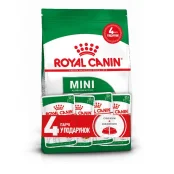 Акционный набор Royal Canin Mini Adult для взрослых собак мелких пород, 2 кг + 4 паучья в подарок
