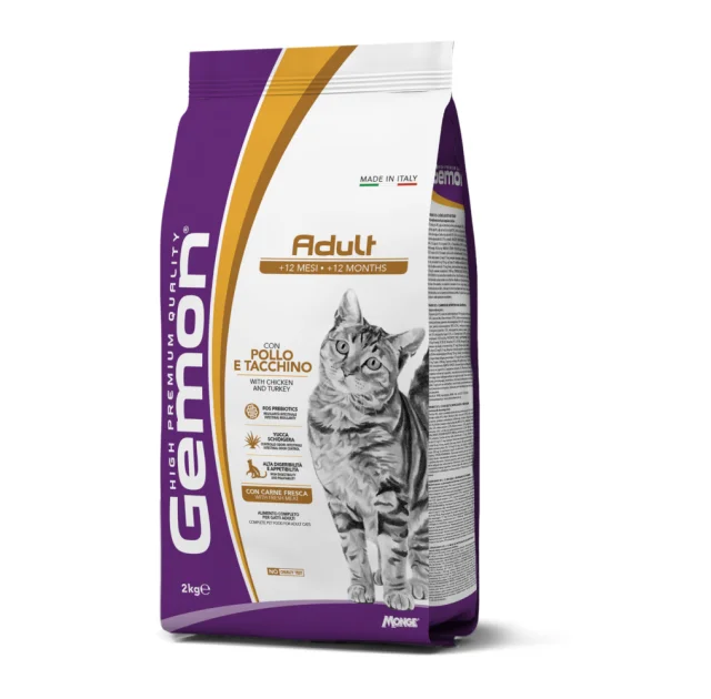 Сухий корм Gemon Cat Adult для дорослих котів, курка з індичкою, 2 кг