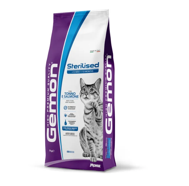Сухий корм Gemon Cat Sterilised для дорослих стерилізованих кішок,тунeць з лососем, 7 кг