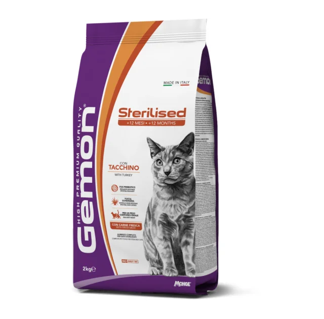Сухий корм Gemon Cat Sterilised для дорослих стерилізованих кішок, з індичкою, 2 кг