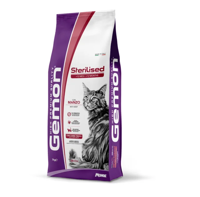 Сухой корм Gemon Cat Sterilised для взрослых стерилизованных кошек, с говядиной, 7 кг
