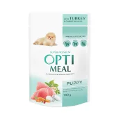 Влажный корм Optimeal для щенков, с индейкой и морковью в соусе, набор 3+1, 400 г