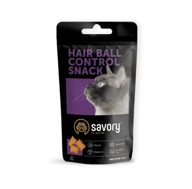Лакомство Savory Hairball Control Snack для кошек, подушечки для вывода шерсти, 60 г