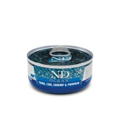 Влажный корм Farmina N&D Grain Free для кошек, беззерновой, тунец, креветка, тыква, 70 г